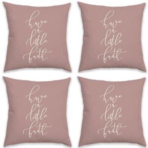 NWT 4 Have a Little Faith 18×18 Pink / Ivory Reversible Pillow /Cushion Cover